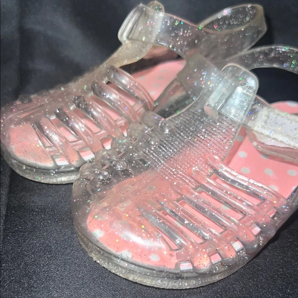 Clear Sparkly Jelly Sandals with Cage Design